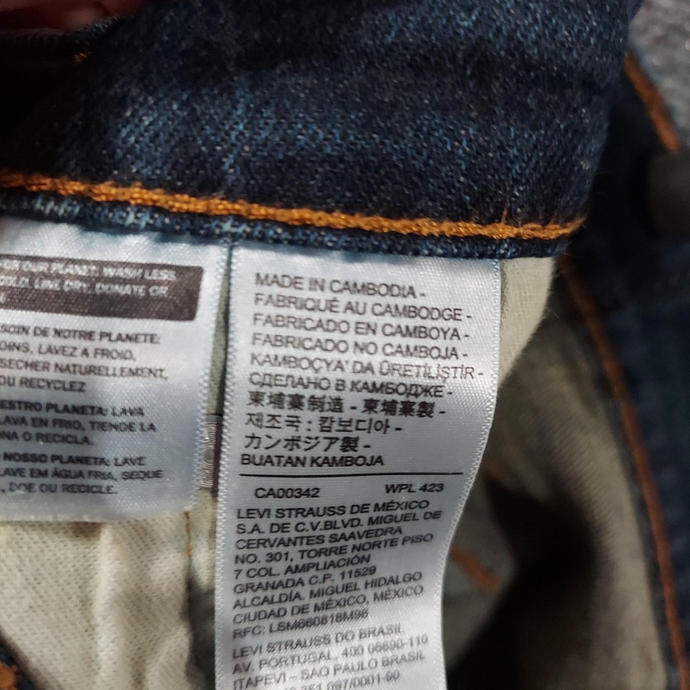 Levis 505 Jeans Mens 32x30 Blue Dark Wash Regular Straight Stretch Denim Pants - Picture 4 of 13